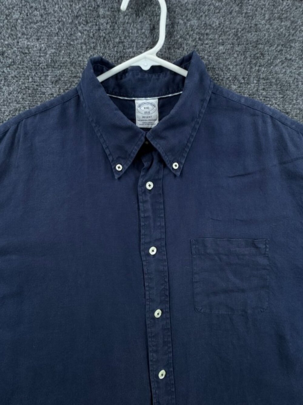 Brooks Brothers Linen Blue 2XL Regent Button-Down Mens Long Sleeve Shirt Solid